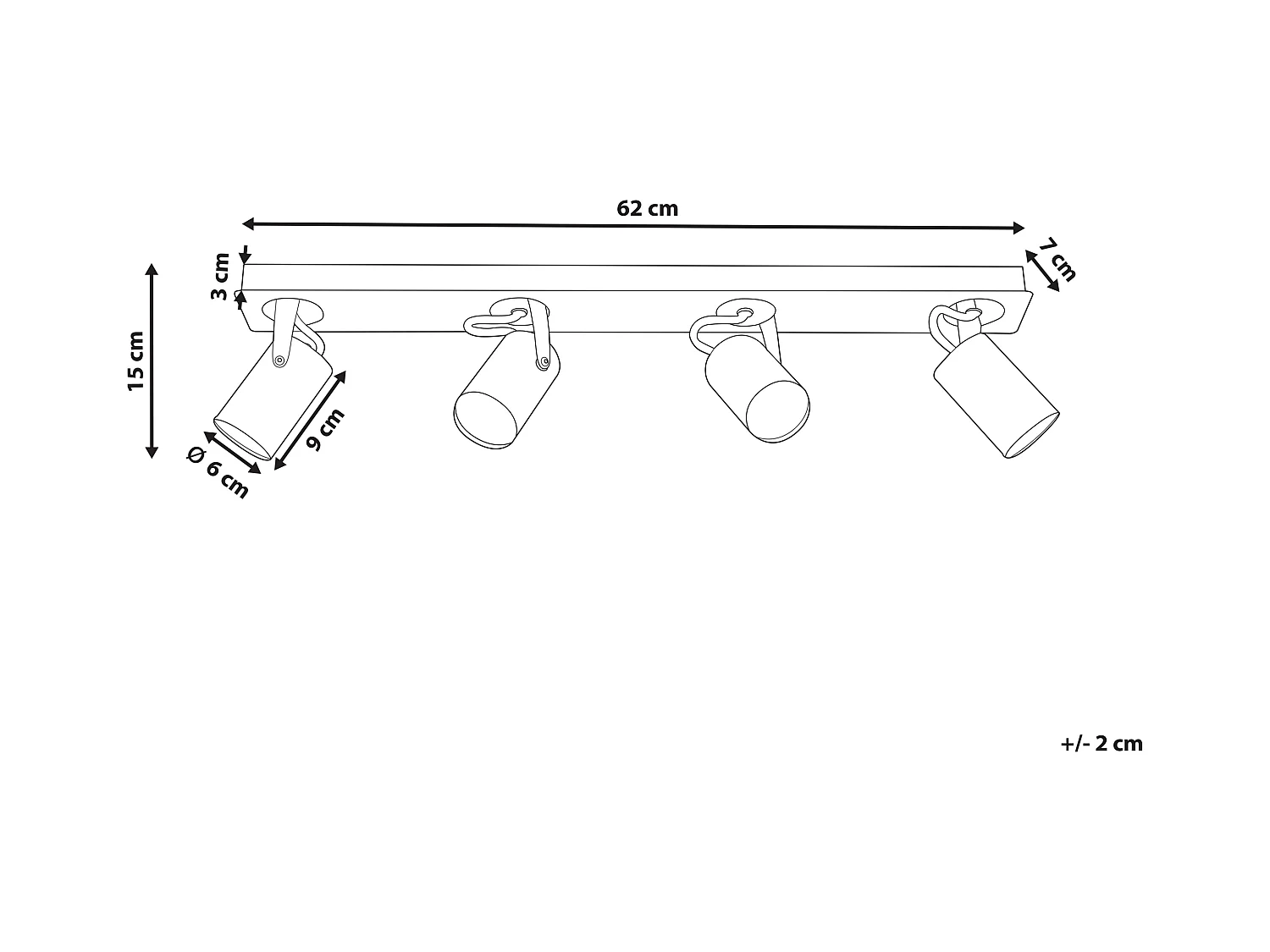 4-lichts spot KLIP Verstelbaar Metaal Wit
