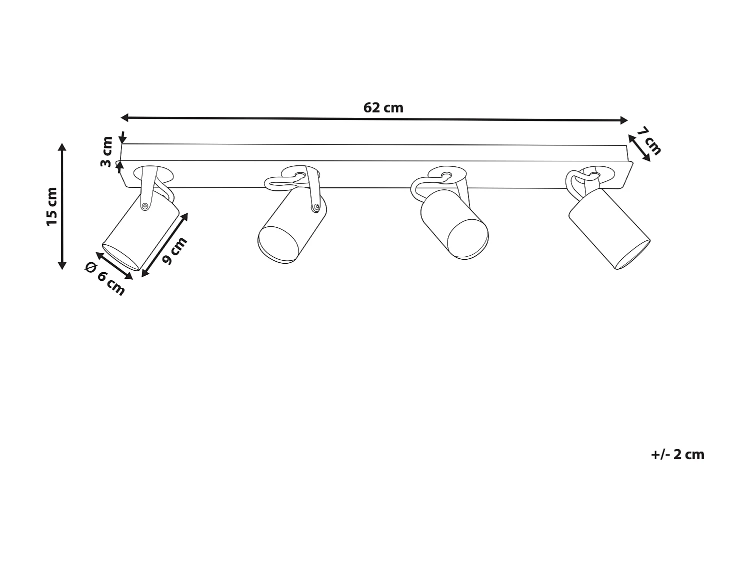 Strahler 4-flammig KLIP verstellbar Metall Weiss