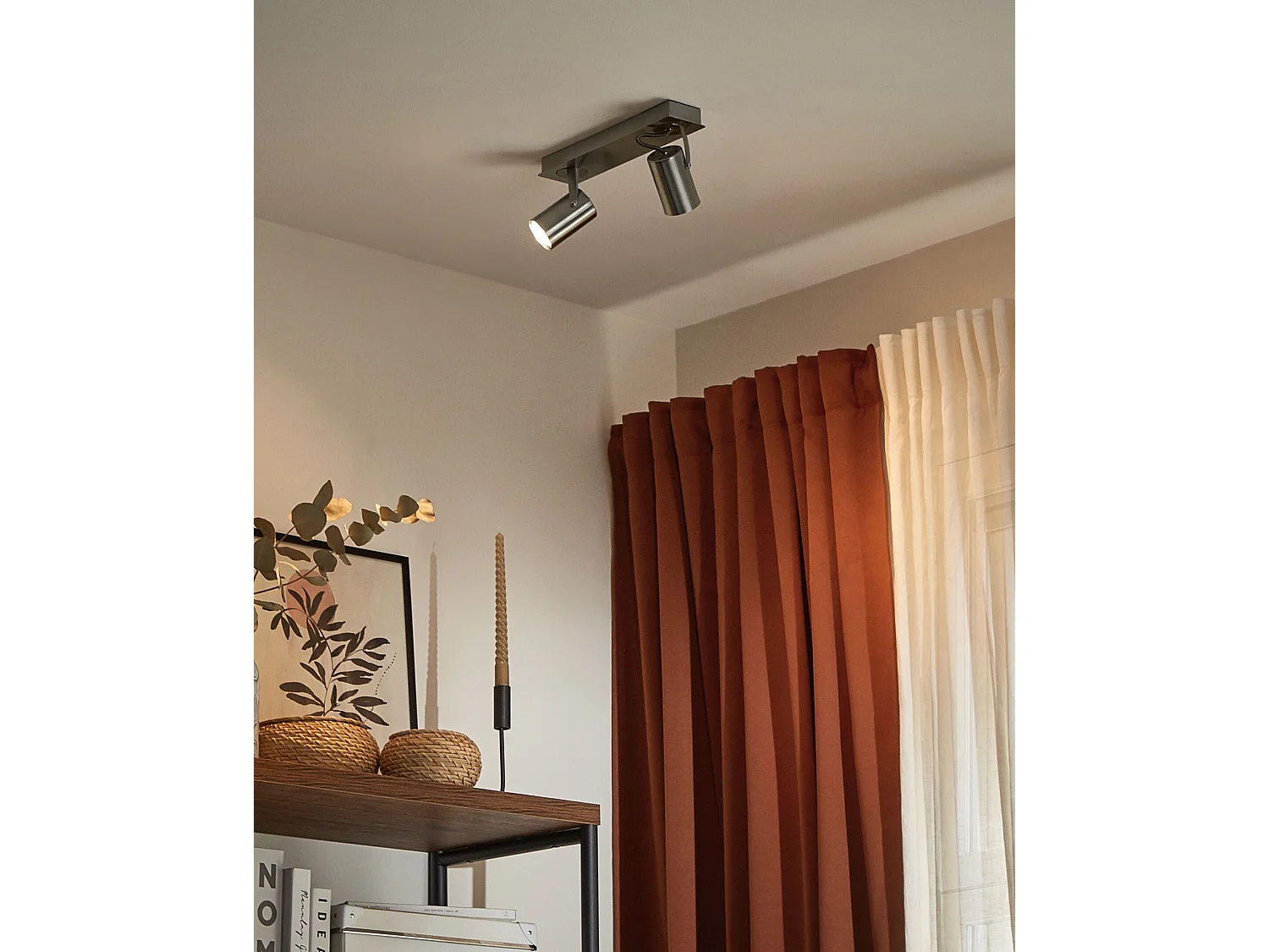 Candeeiro com 2 focos KLIP Ajustável Metal Prateado