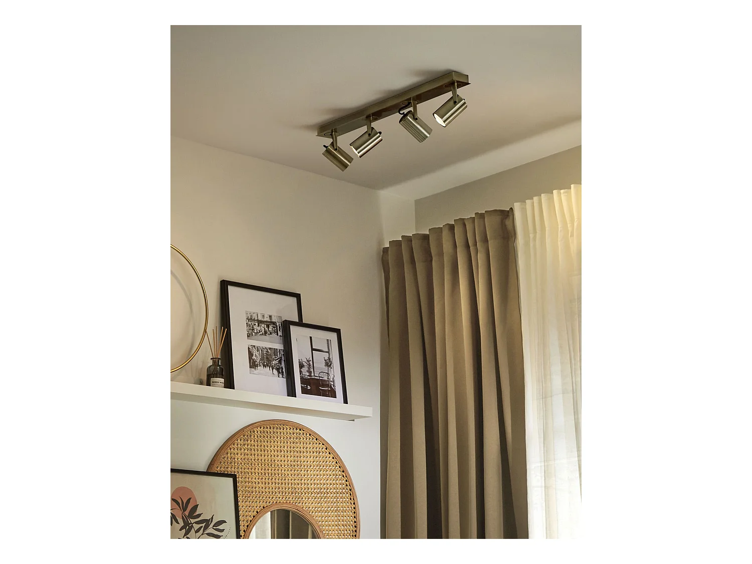 4-lichts spot KLIP Verstelbaar Metaal Messing