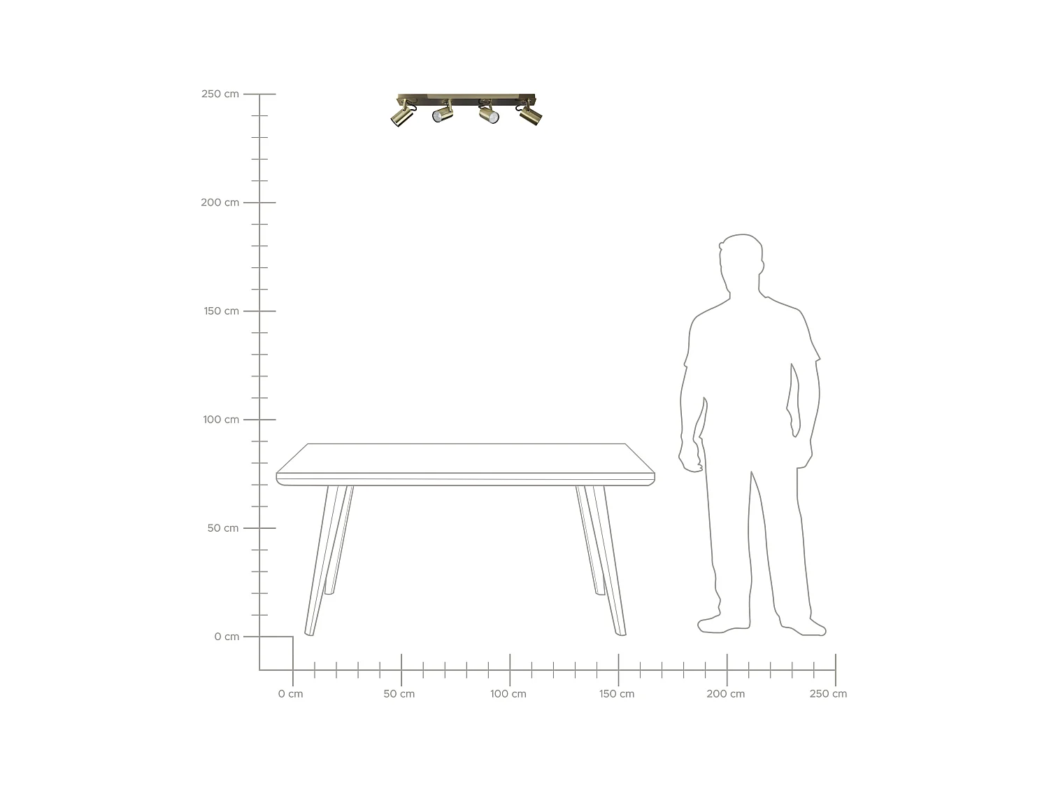 4-lichts spot KLIP Verstelbaar Metaal Messing