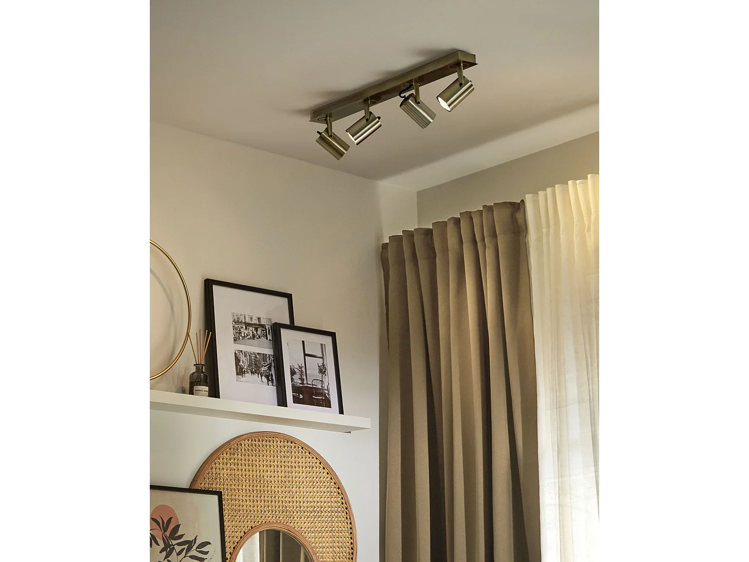 Spot à 4 lumières KLIP Réglable Métal Laiton