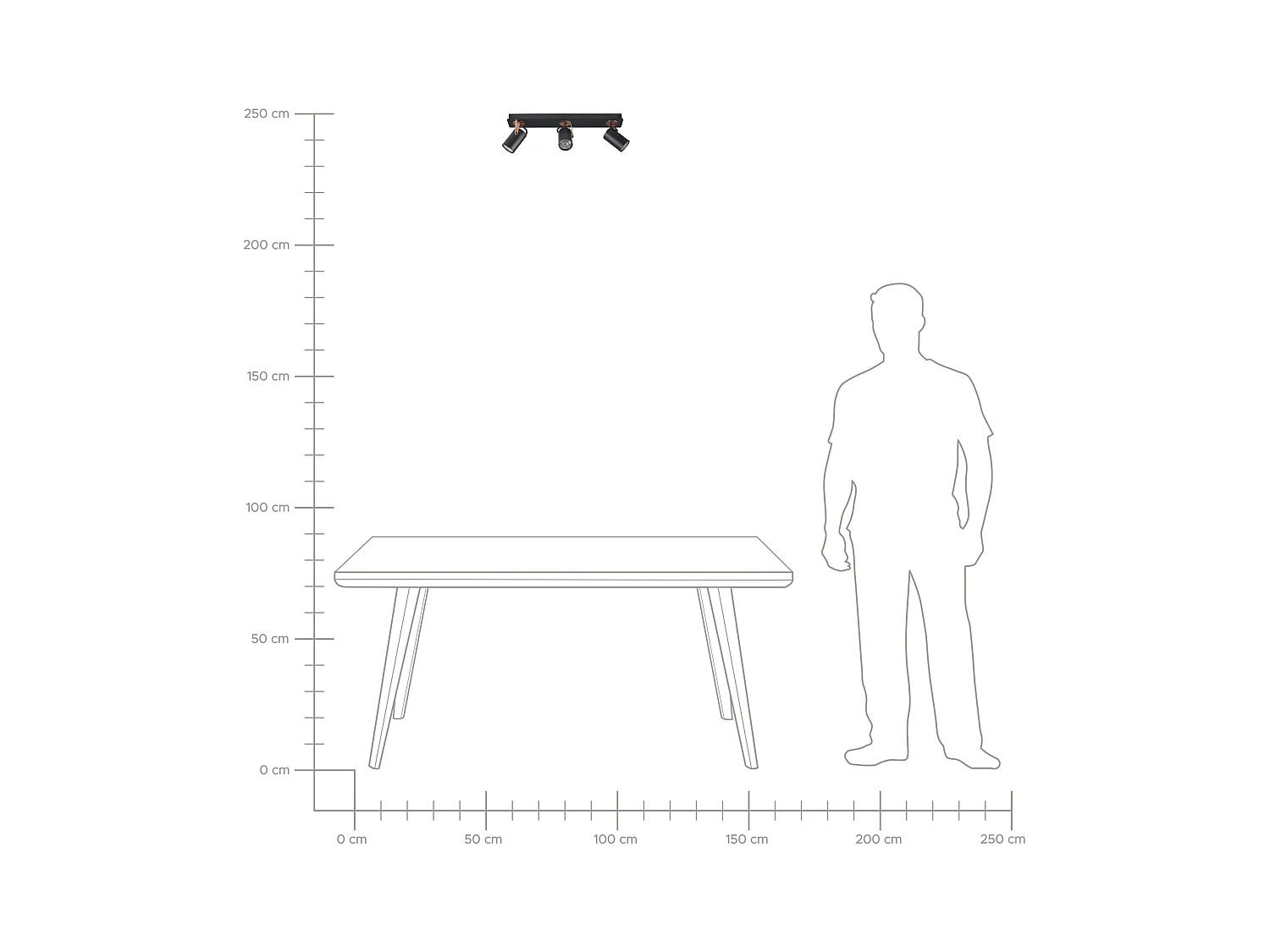 Strahler 3-flammig KLIP verstellbar Metall Schwarz