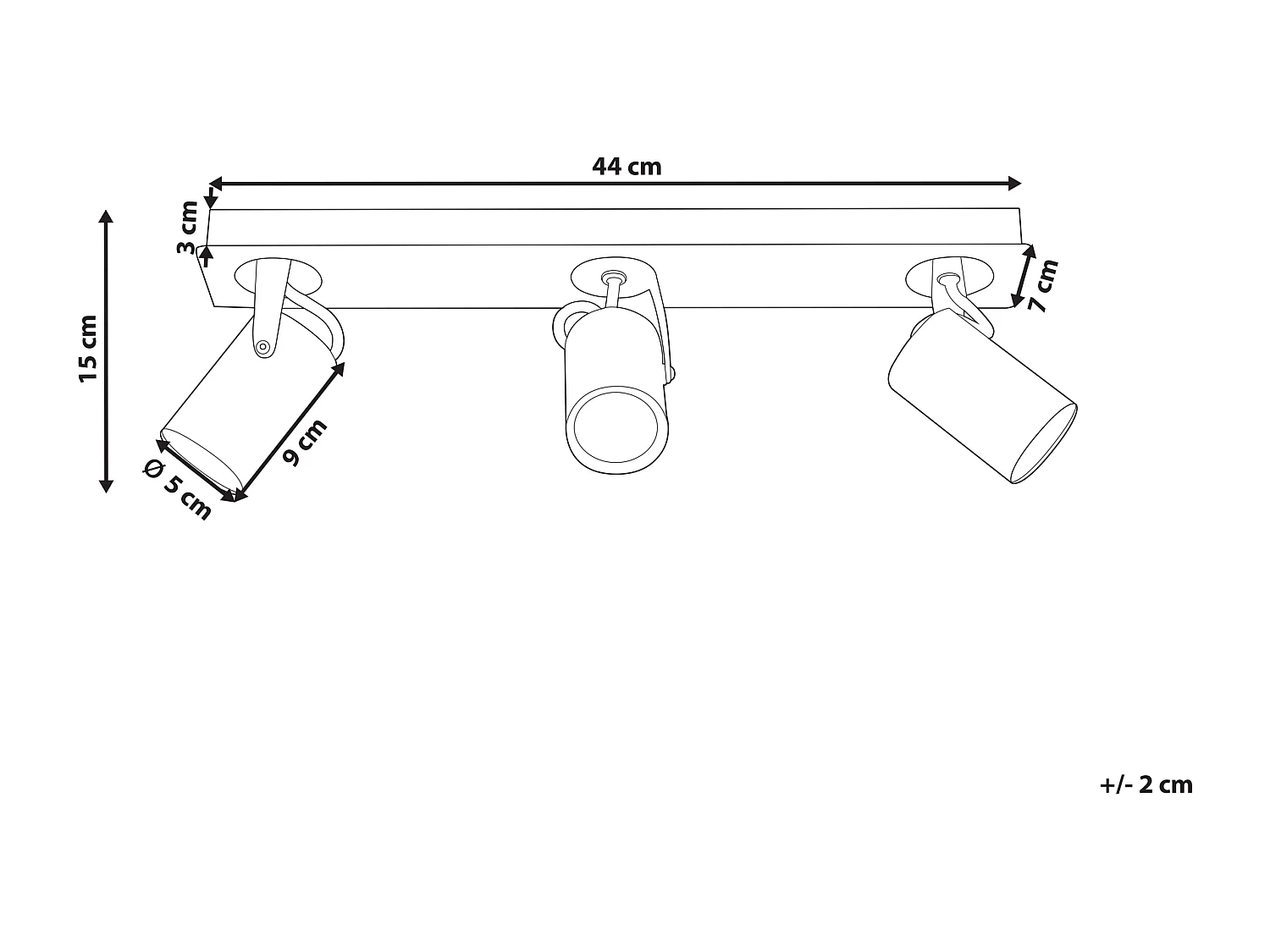 Spot à 3 lumières KLIP Réglable Métal Noir