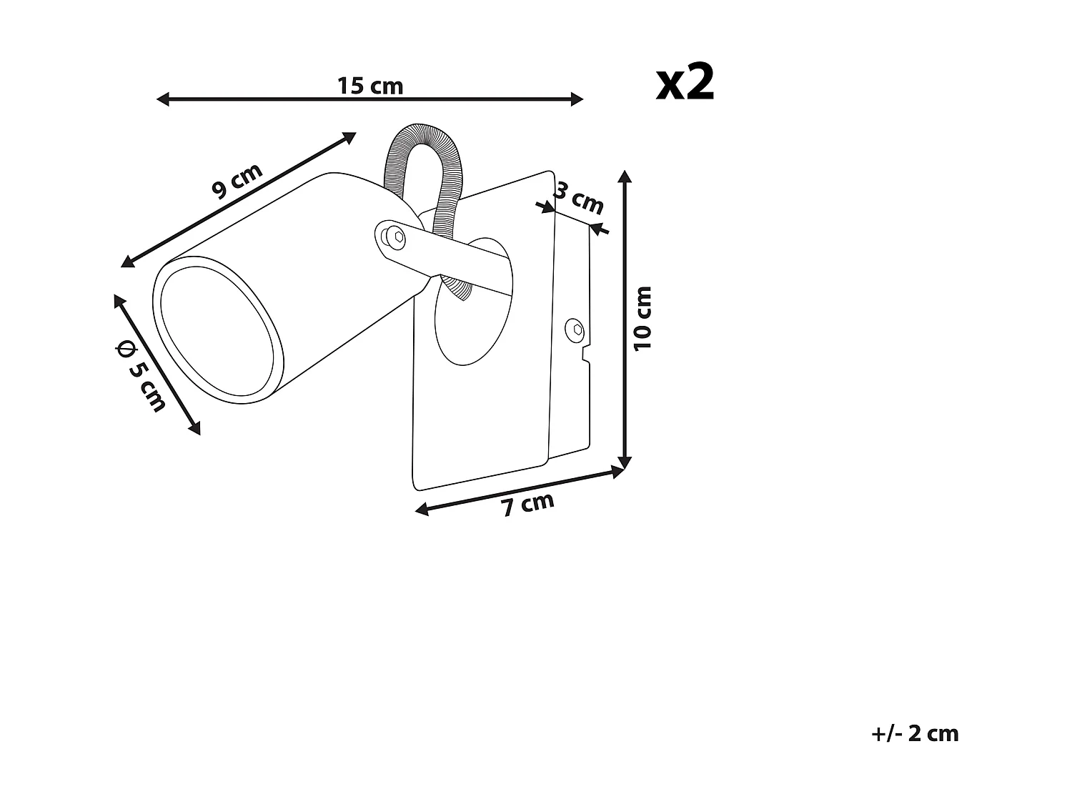 Conjunto de 2 lámparas de foco KLIP ajustable Metal Plateado