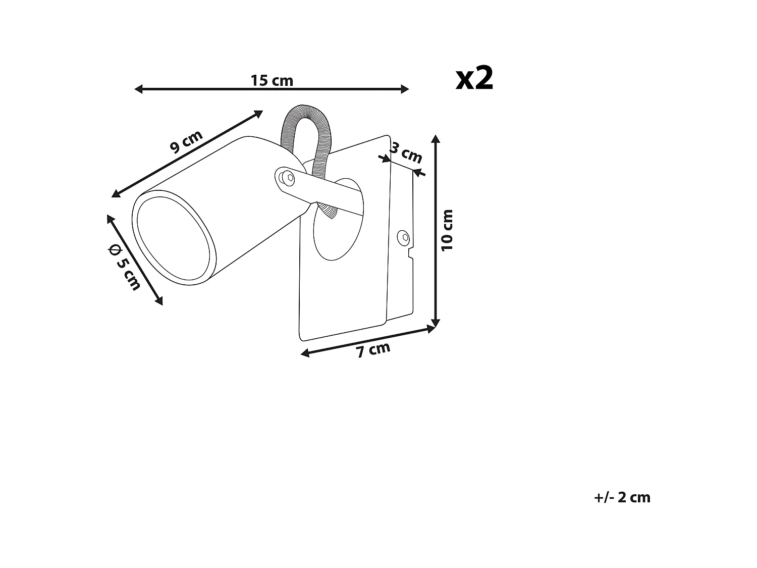 Conjunto de 2 lámparas de foco KLIP ajustable Metal Plateado