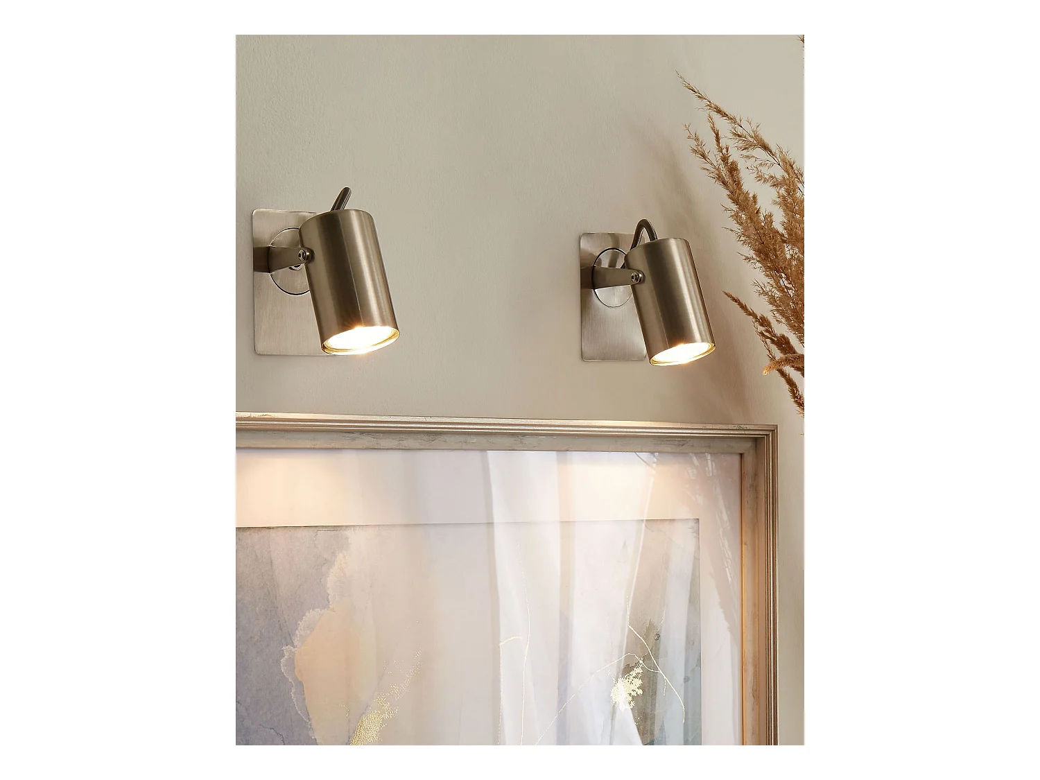 Wandstrahler 1-flammig Metall silber Spot schwenkbar 2er Set Industrial Klip