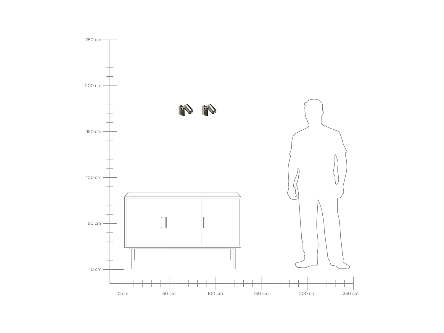 Wandstrahler 1-flammig Metall silber Spot schwenkbar 2er Set Industrial Klip