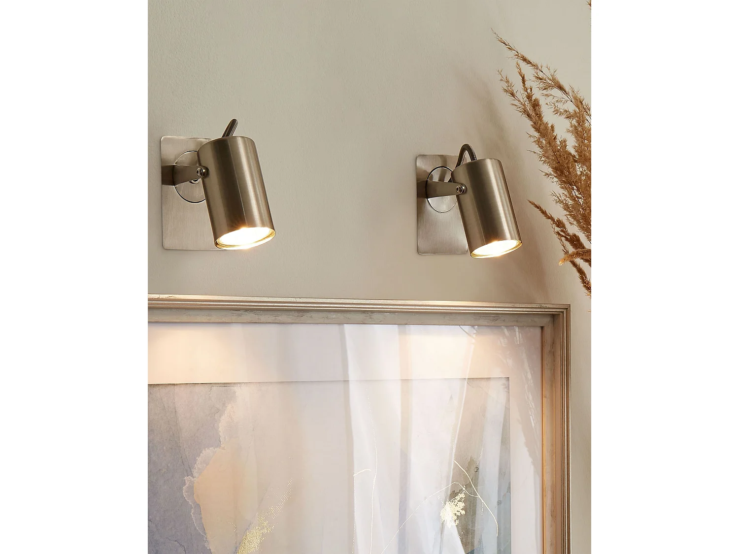 Wandstrahler 1-flammig Metall silber Spot schwenkbar 2er Set Industrial Klip