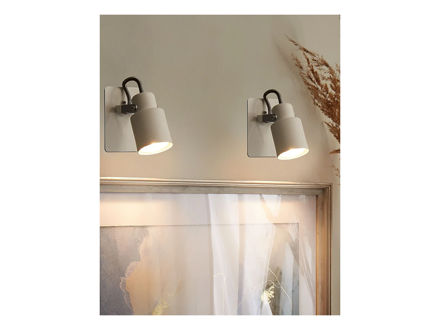 Set van 2 spotlampen BONTE Verstelbaar Metaal Wit