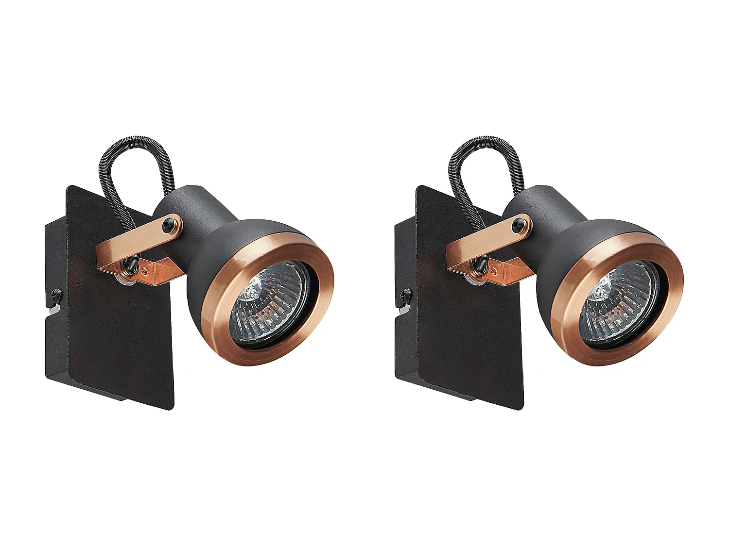 Wandleuchte Metall schwarz / kupfer 2er Set rund BARO