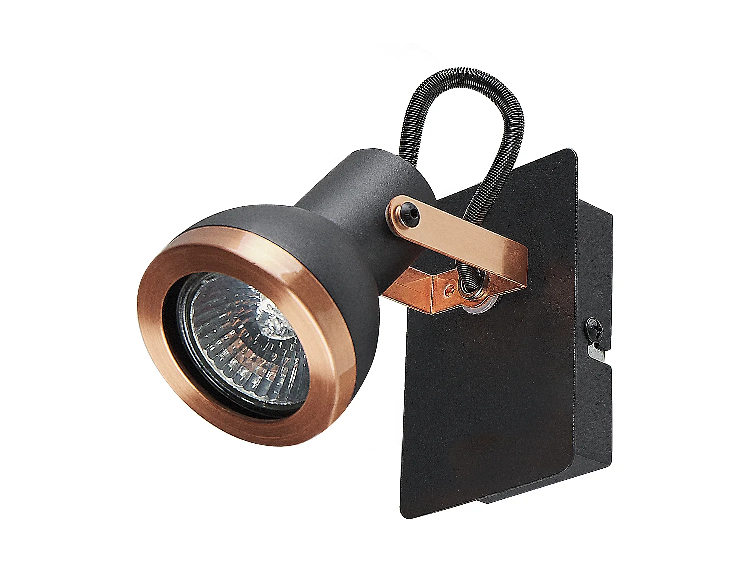 Wandleuchte Metall schwarz / kupfer 2er Set rund BARO