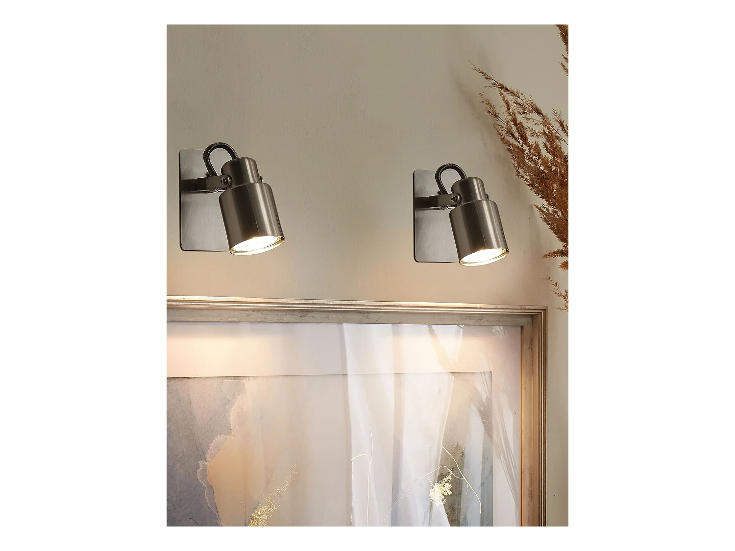 Set van 2 spotlampen BONTE Verstelbaar Metaal Zilver