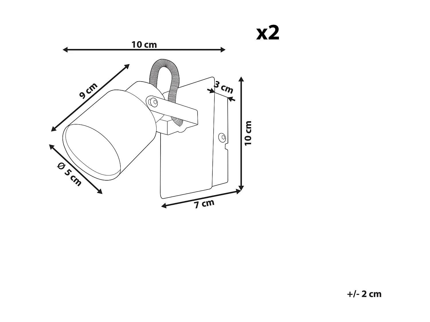 Set van 2 spotlampen BONTE Verstelbaar Metaal Zilver
