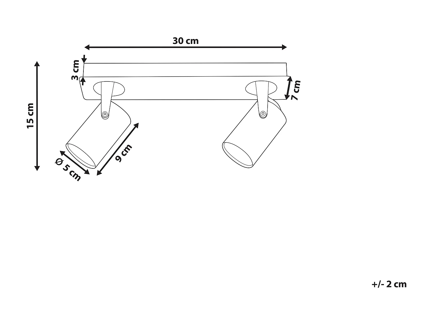 2-lichts spot KLIP Verstelbaar Metaal Zwart