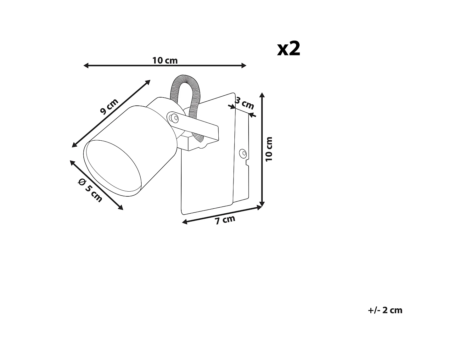 Lot de 2 spots BONTE Réglable Métal Laiton