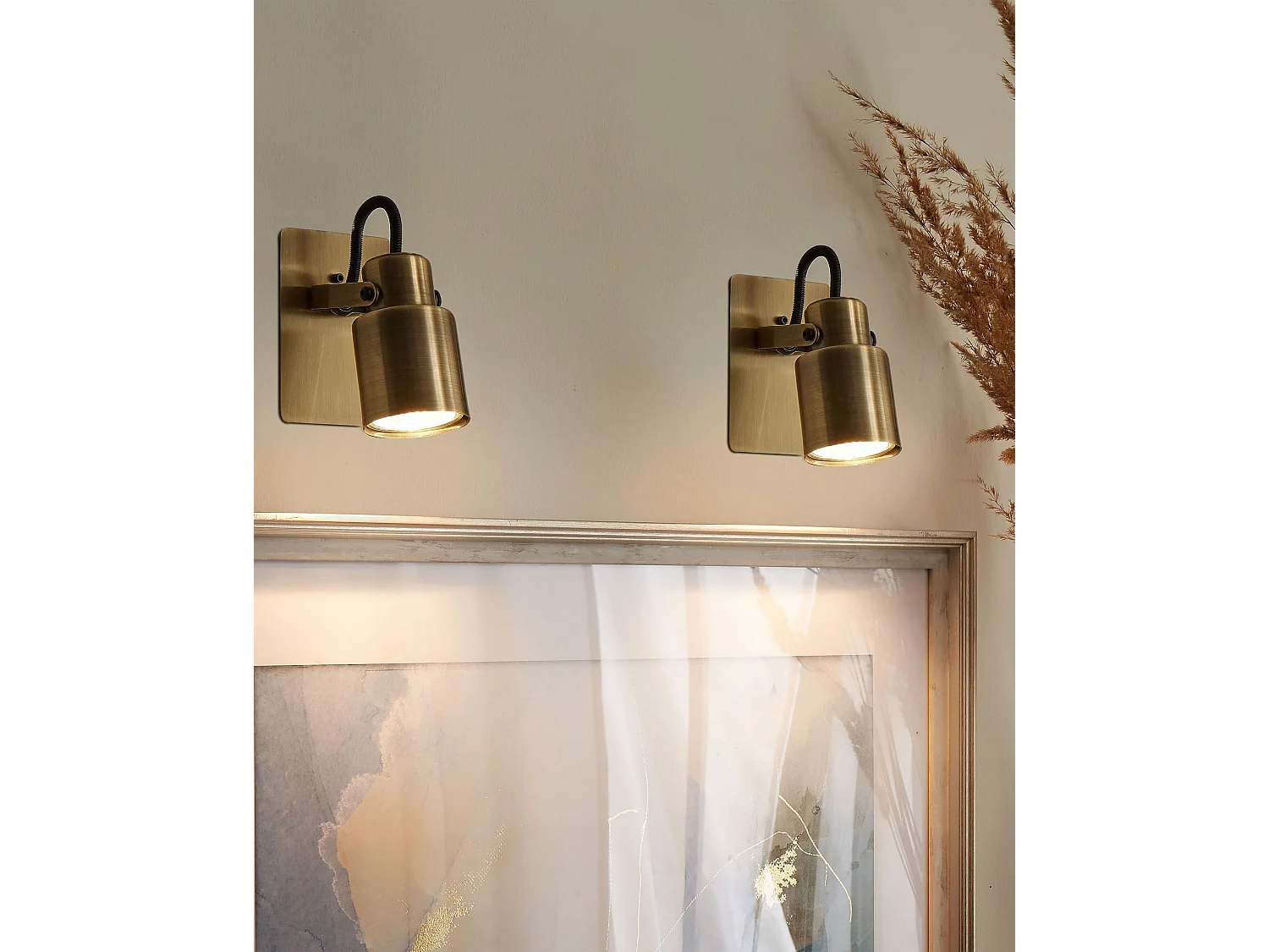 Set van 2 spotlampen BONTE Verstelbaar Metaal Messing