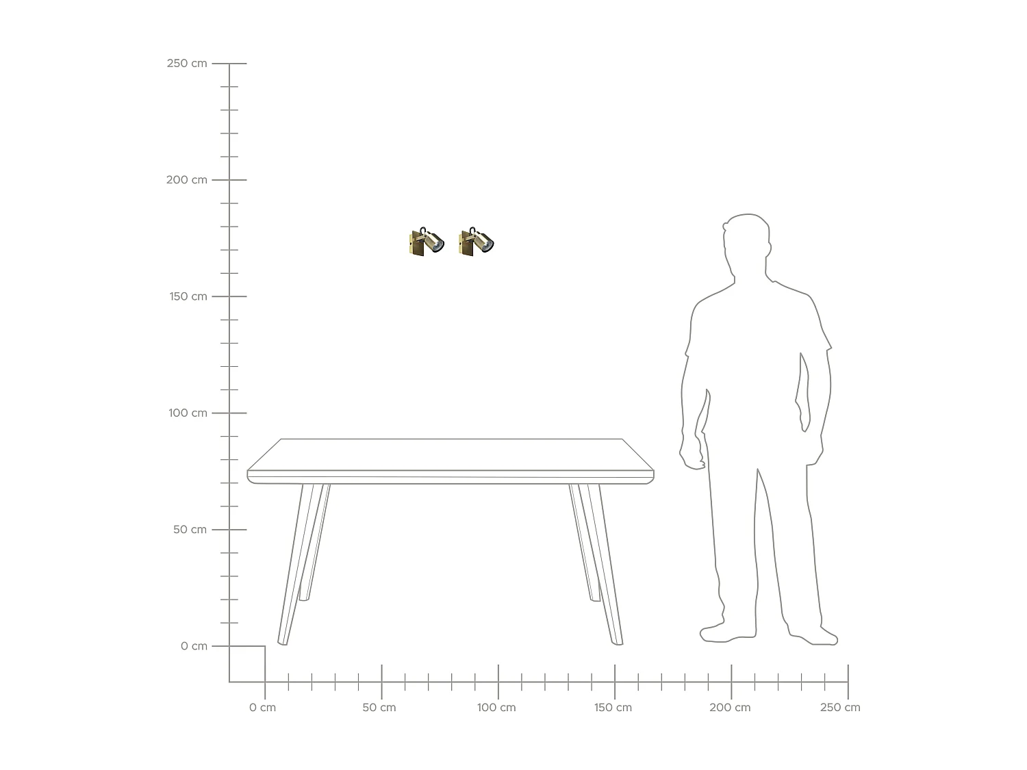 Set van 2 spotlampen BONTE Verstelbaar Metaal Messing