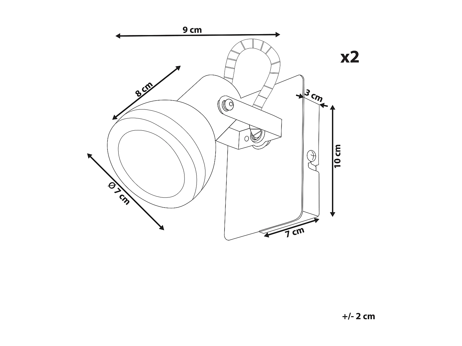 Lot de 2 spots BARO Réglable Métal Blanc