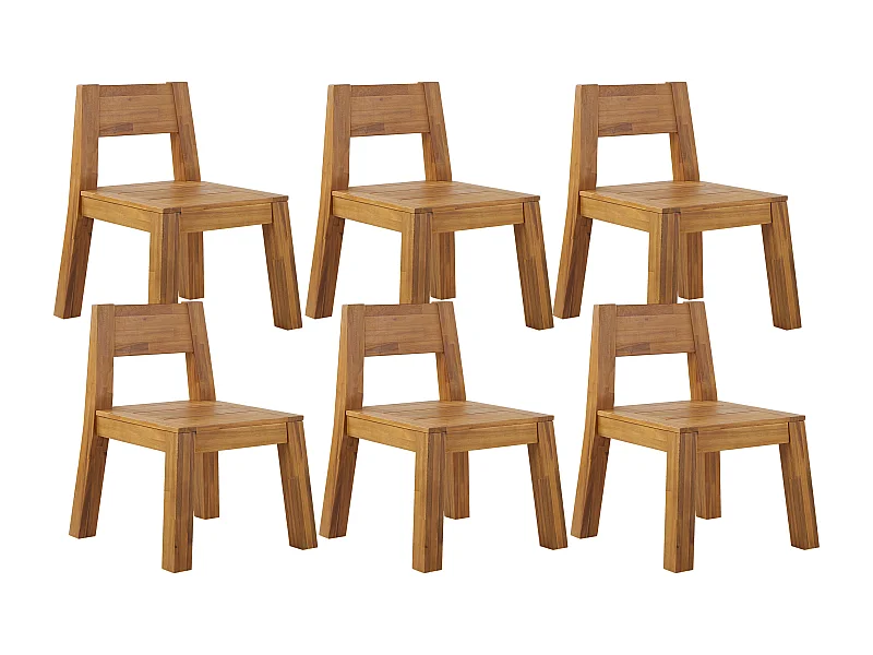 Moderner Gartenstuhl 6er Set mit Rückenlehne Akazienholz hellbraun Rustikal Livorno