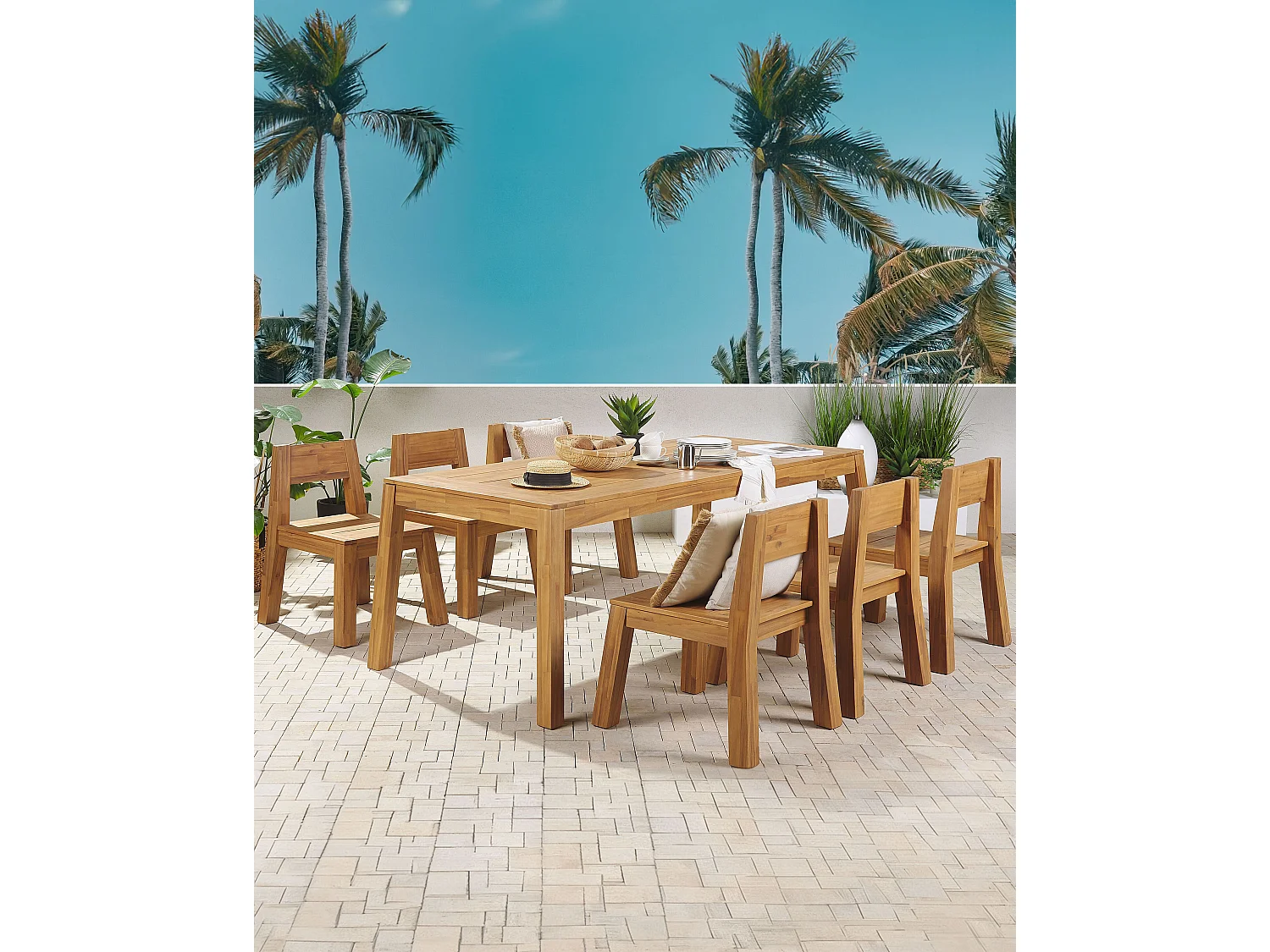 Lot de 6 chaises de jardin LIVORNO Acacia Marron