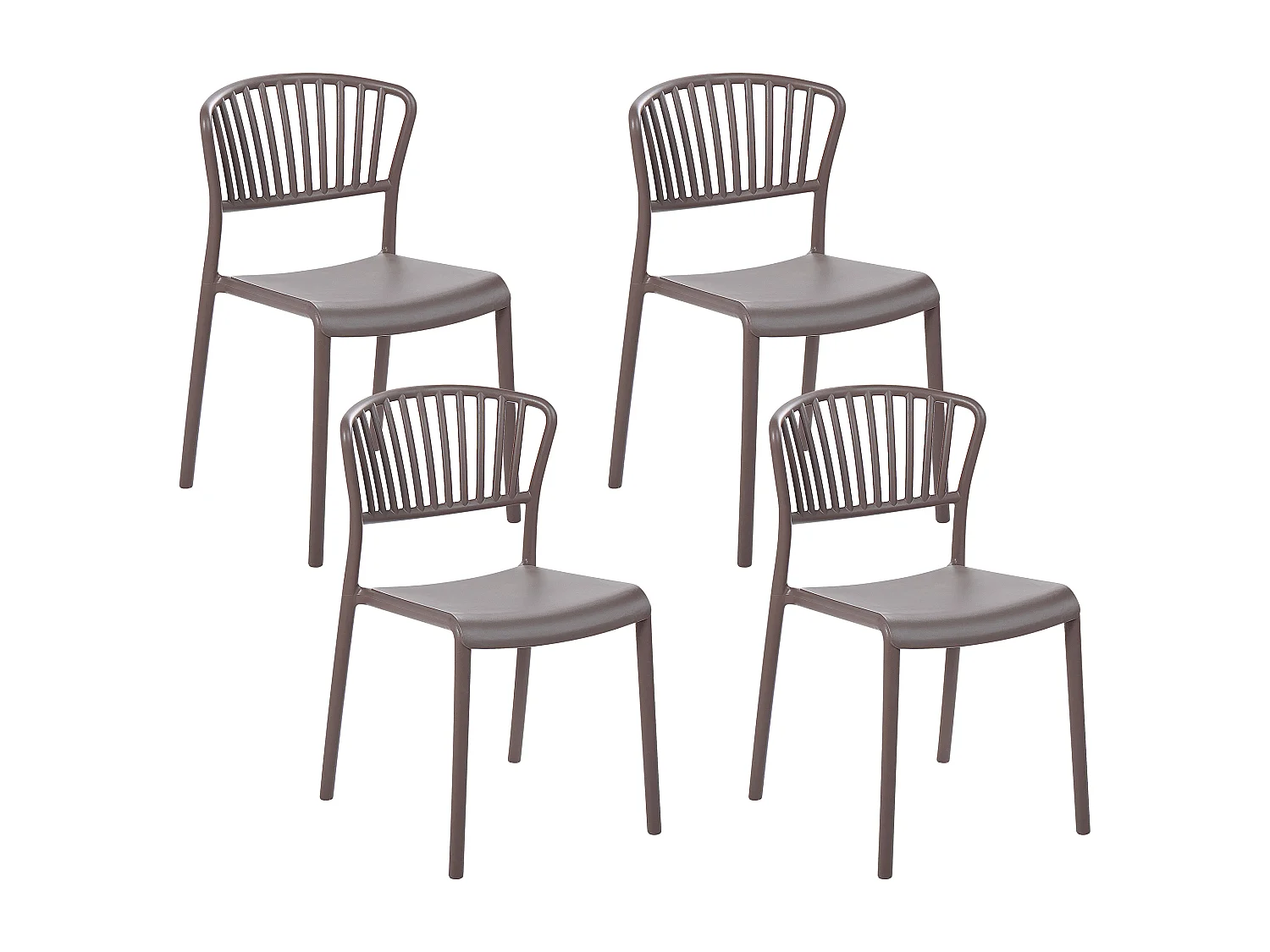 Kunststoffstühle beige taupe 4er Set für den Innen- und Außenbereich Gela