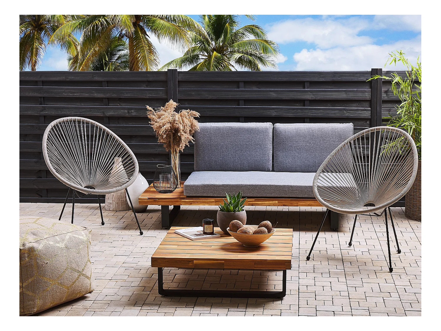 Lot de 2 chaises de jardin ACAPULCO II Gris clair