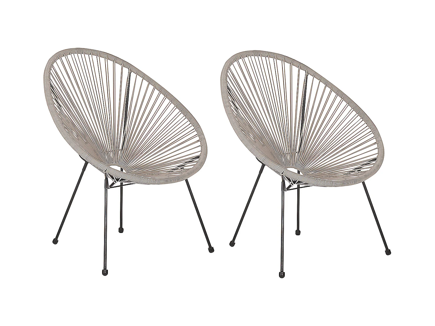 Lustiges Balkonset 2 Stühle Spaghetti-Optik Rattan hellgrau Acapulco II