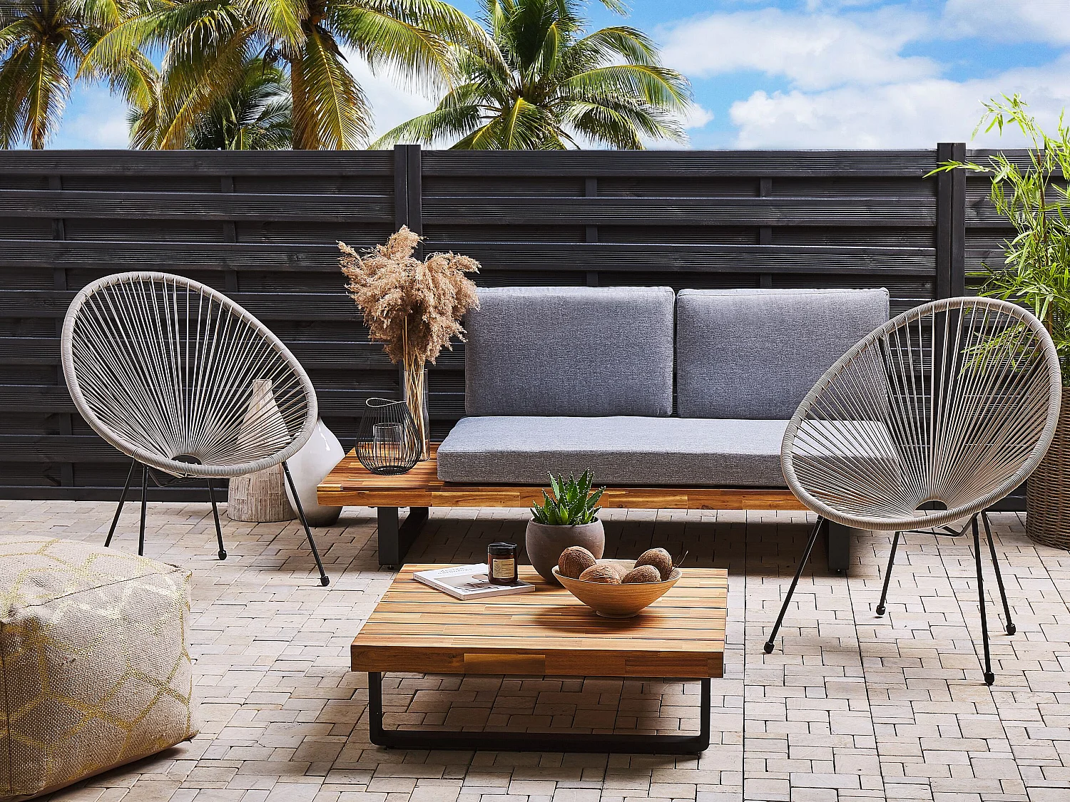 Lot de 2 chaises de jardin ACAPULCO II Gris clair