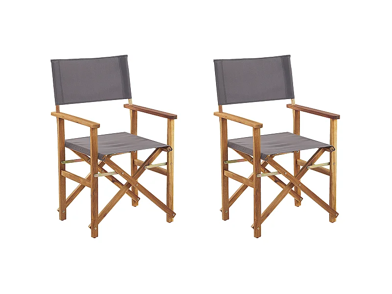 Lot de 2 chaises de jardin CINE Acacia Gris