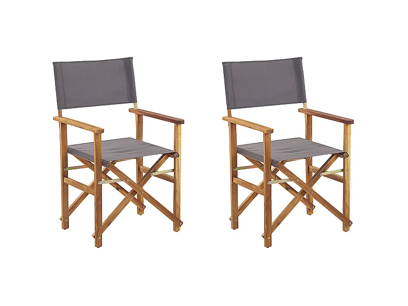 Lot de 2 chaises de jardin CINE Acacia Gris
