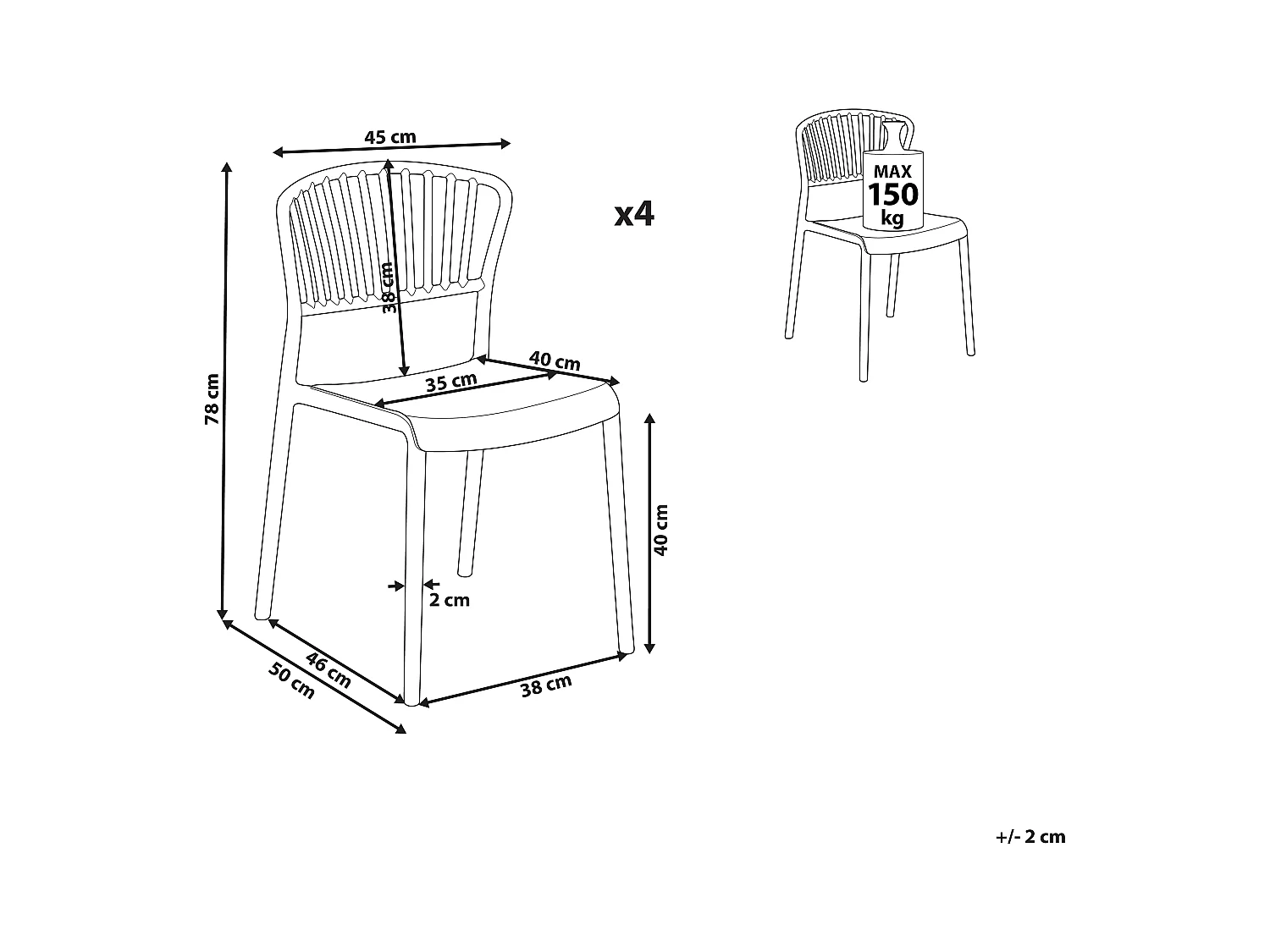 Set van 4 tuinstoelen GELA Mintgroen