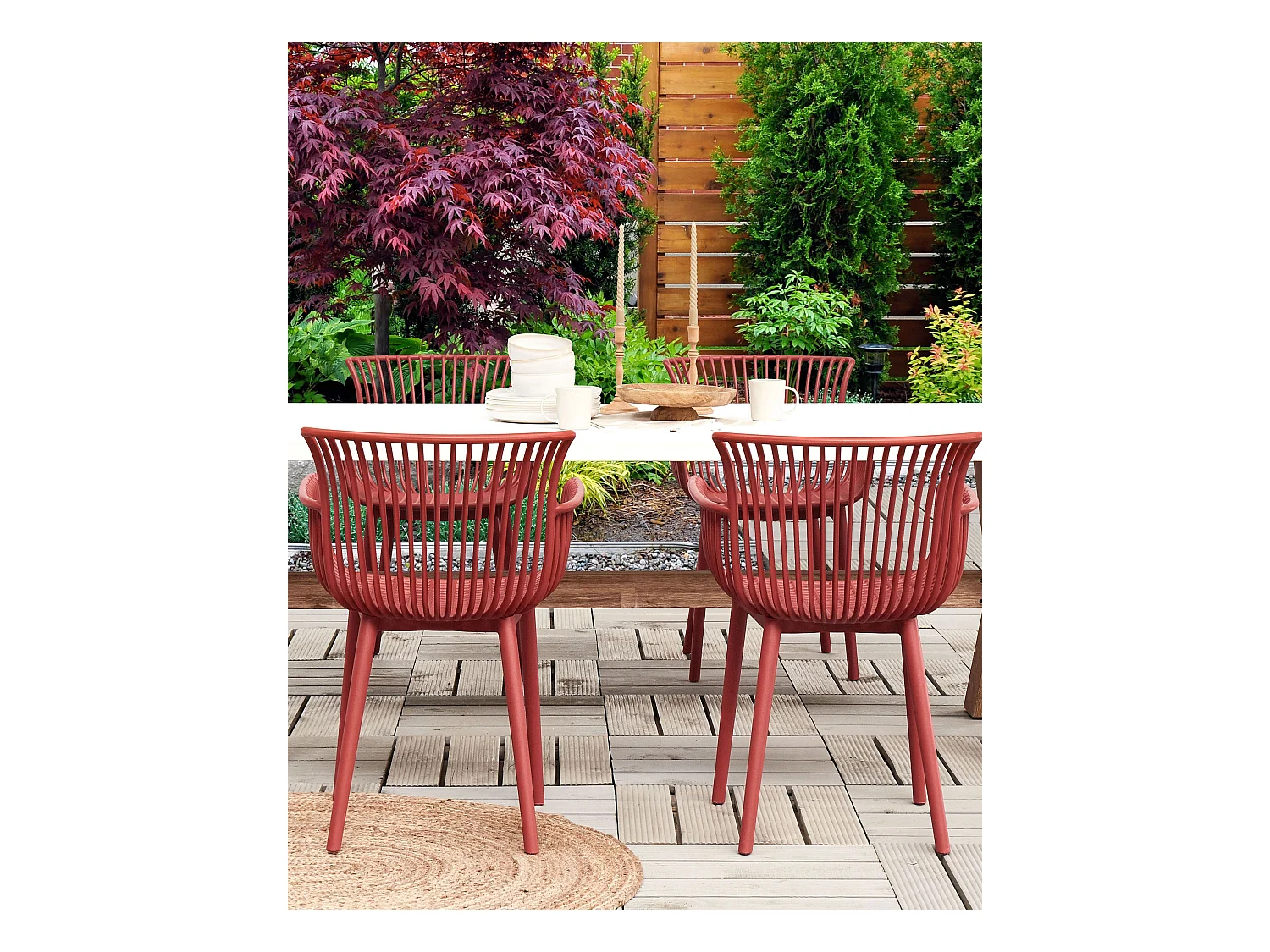 Lot de 4 chaises de jardin PESARO Rouge