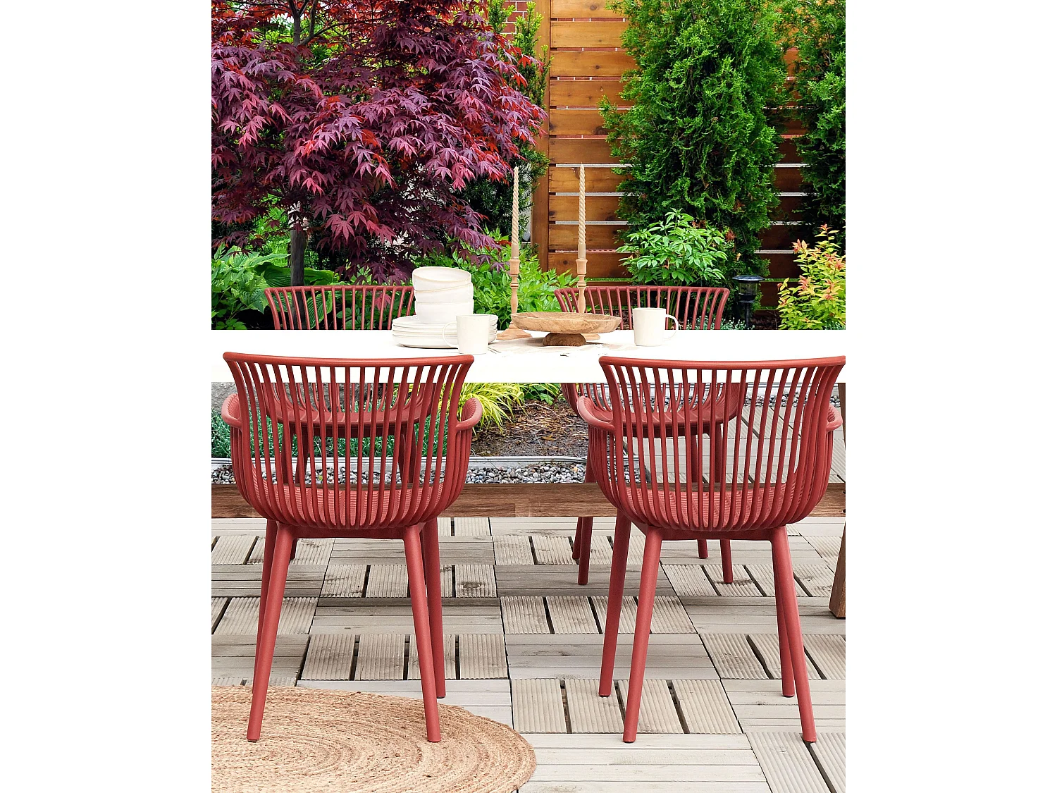 Lot de 4 chaises de jardin PESARO Rouge