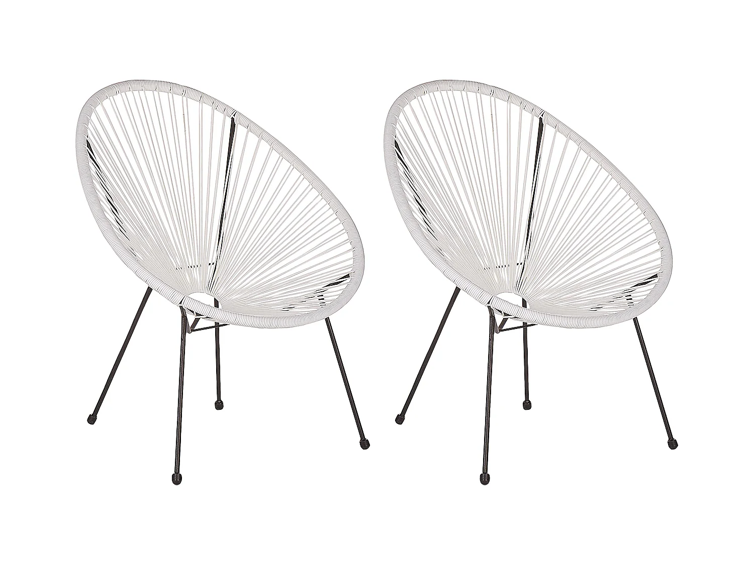 Lustiges Balkonset 2 Stühle Spaghetti-Optik Rattan weiß Acapulco II