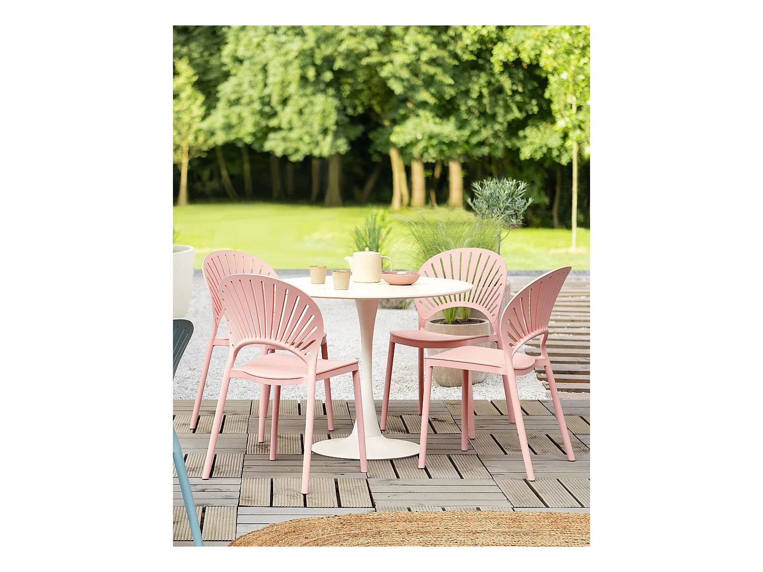 Lot de 4 chaises de jardin OSTIA Rose pastel