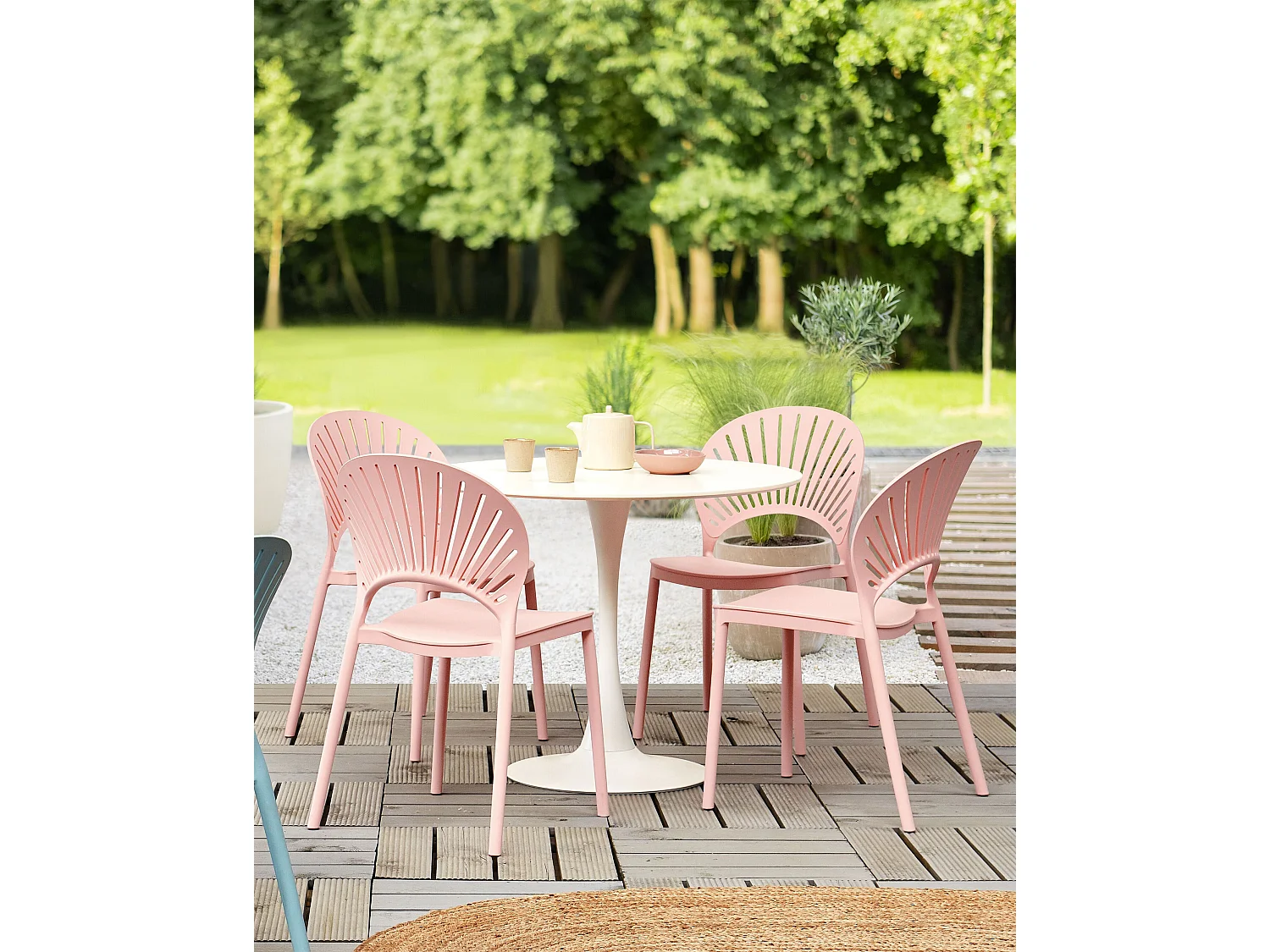 Lot de 4 chaises de jardin OSTIA Rose pastel