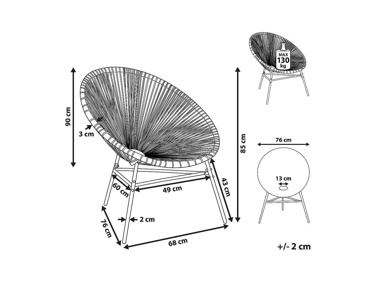 Tuinstoel ACAPULCO Turquoise