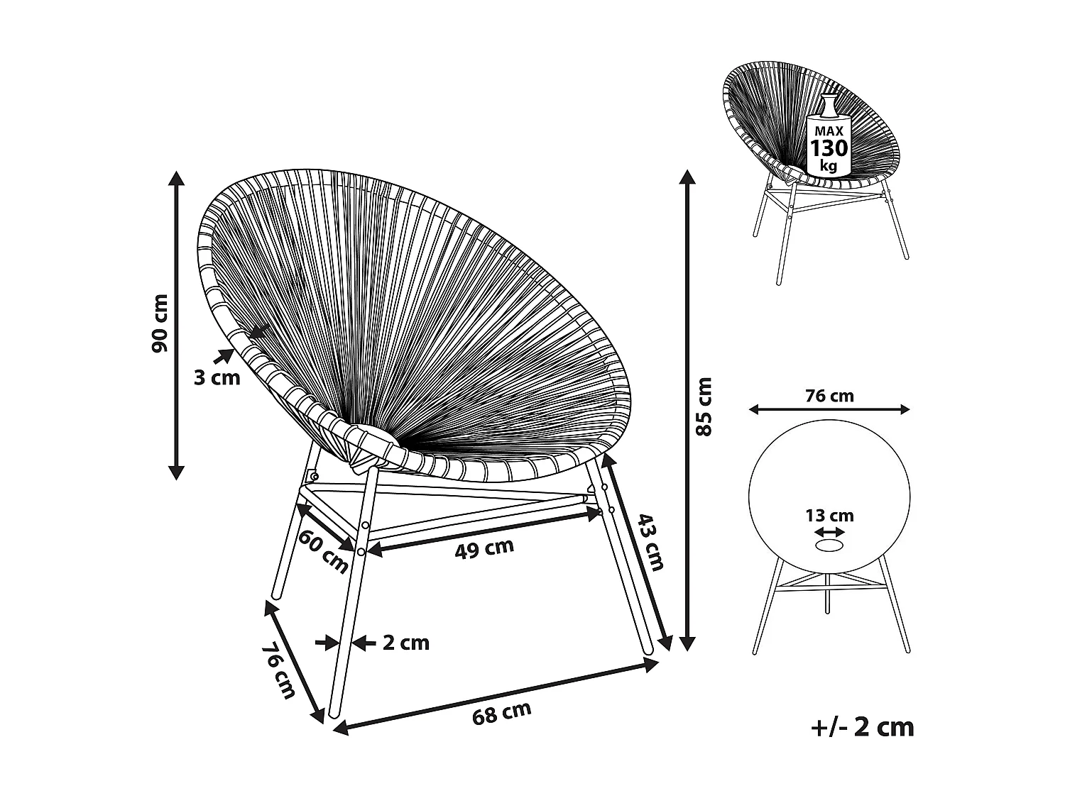 Cadeira de jardim ACAPULCO Turquesa