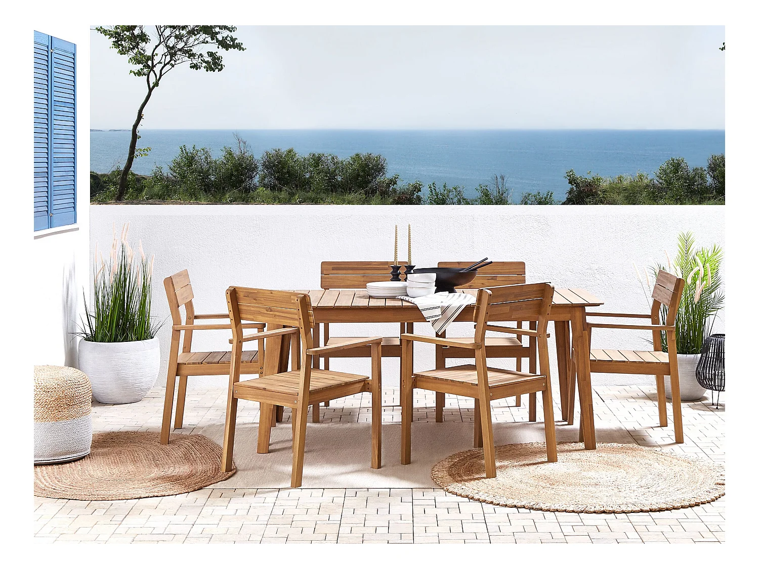 Zestaw 6 krzeseł ogrodowych FORNELLI Drewno akacjowe Brązowy