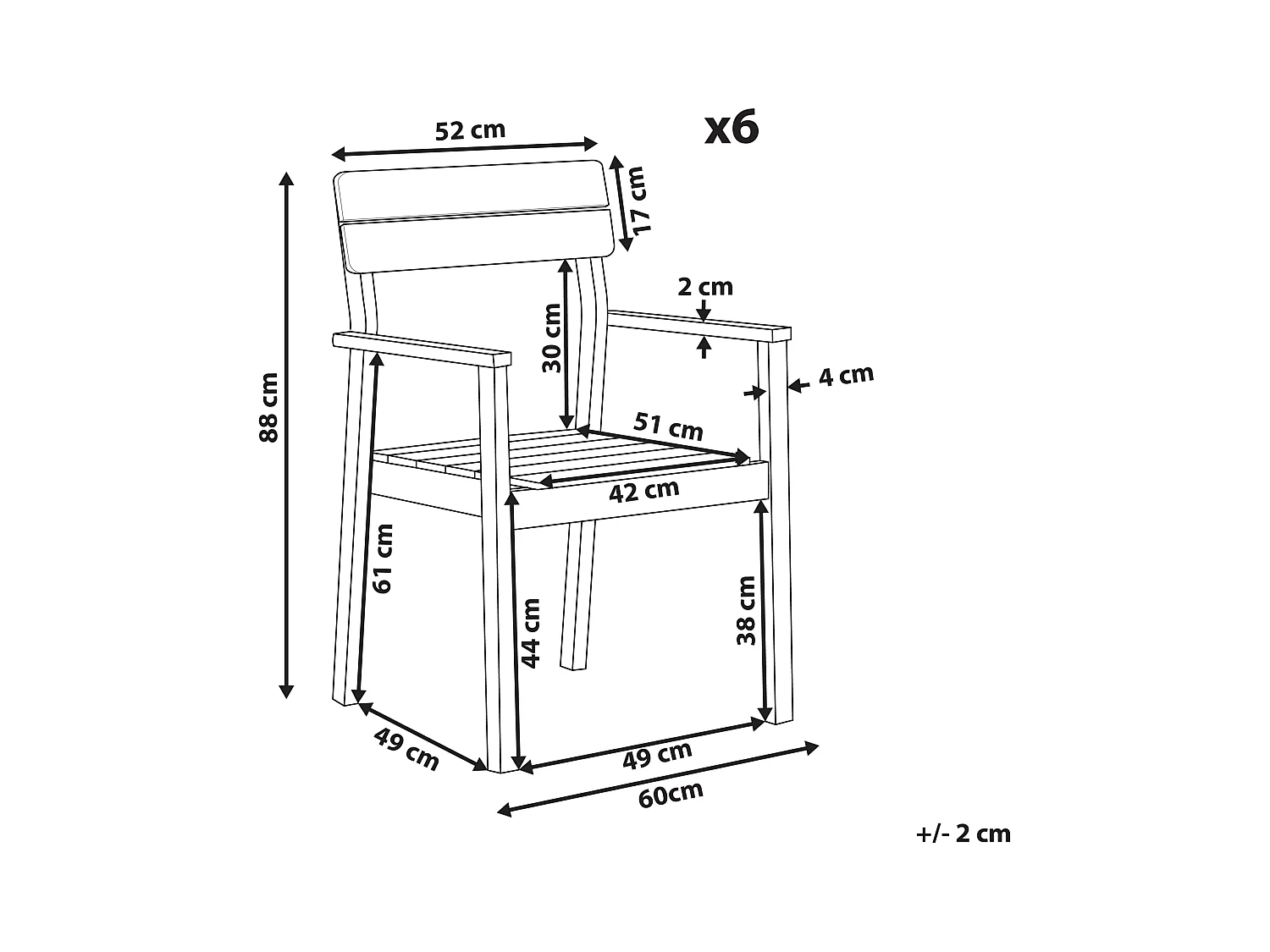 Zestaw 6 krzeseł ogrodowych FORNELLI Drewno akacjowe Brązowy