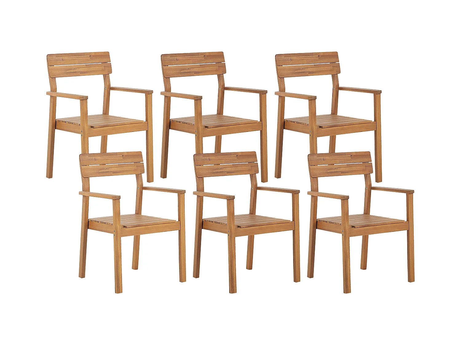 Lot de 6 chaises de jardin FORNELLI Acacia Marron