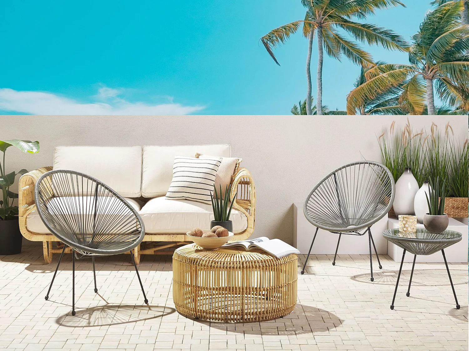 Lot de 2 chaises de jardin ACAPULCO II Polyrotin Gris foncé