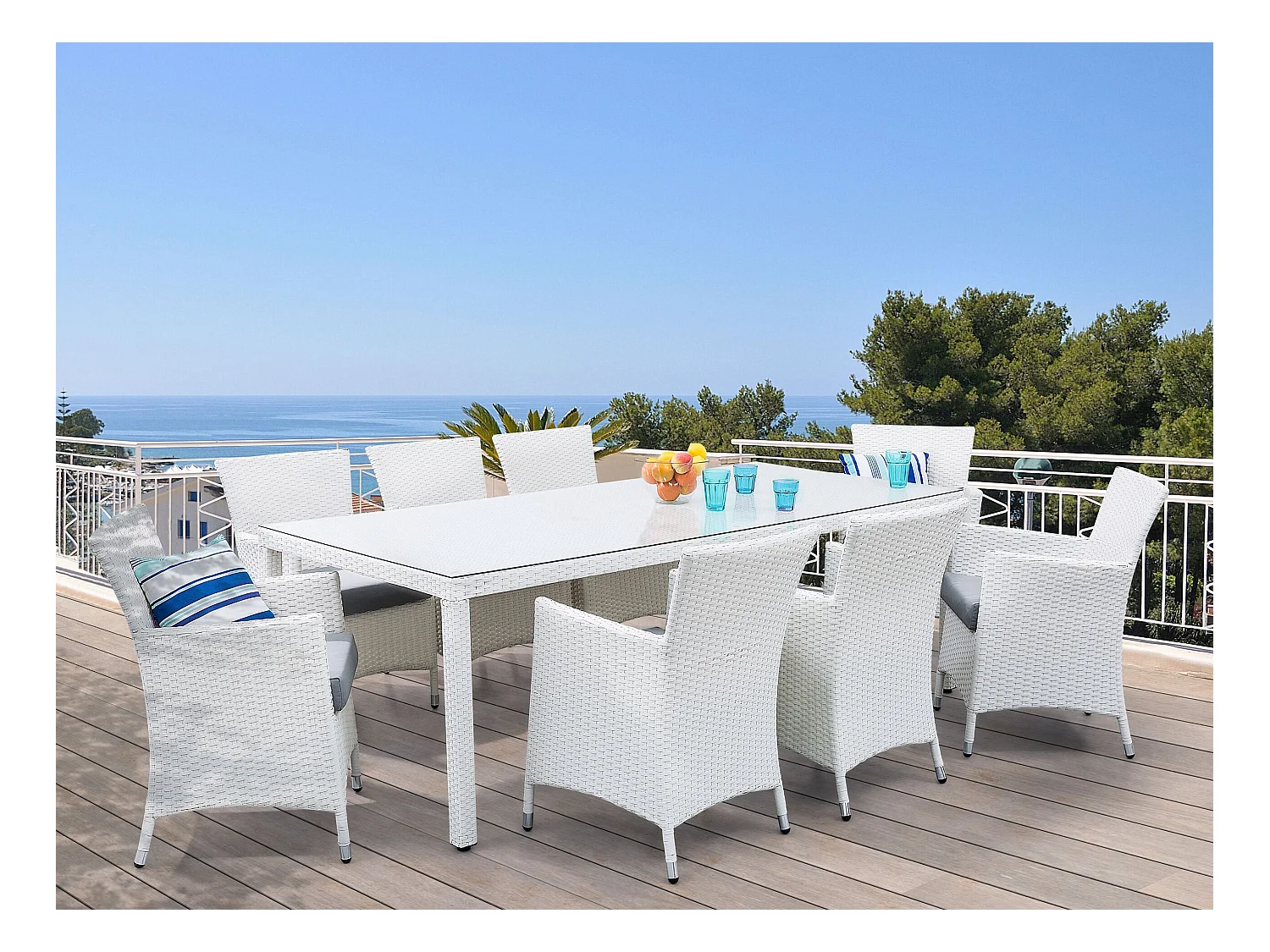 Zestaw 2 krzeseł ogrodowych z poduszkami ITALY Technorattan Biały