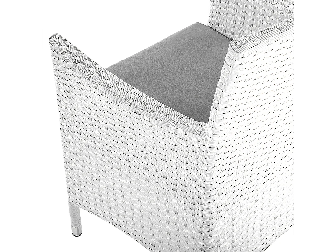 Set mit 2 Stühlen und Sitzkissen ITALY Polyrattan Weiss