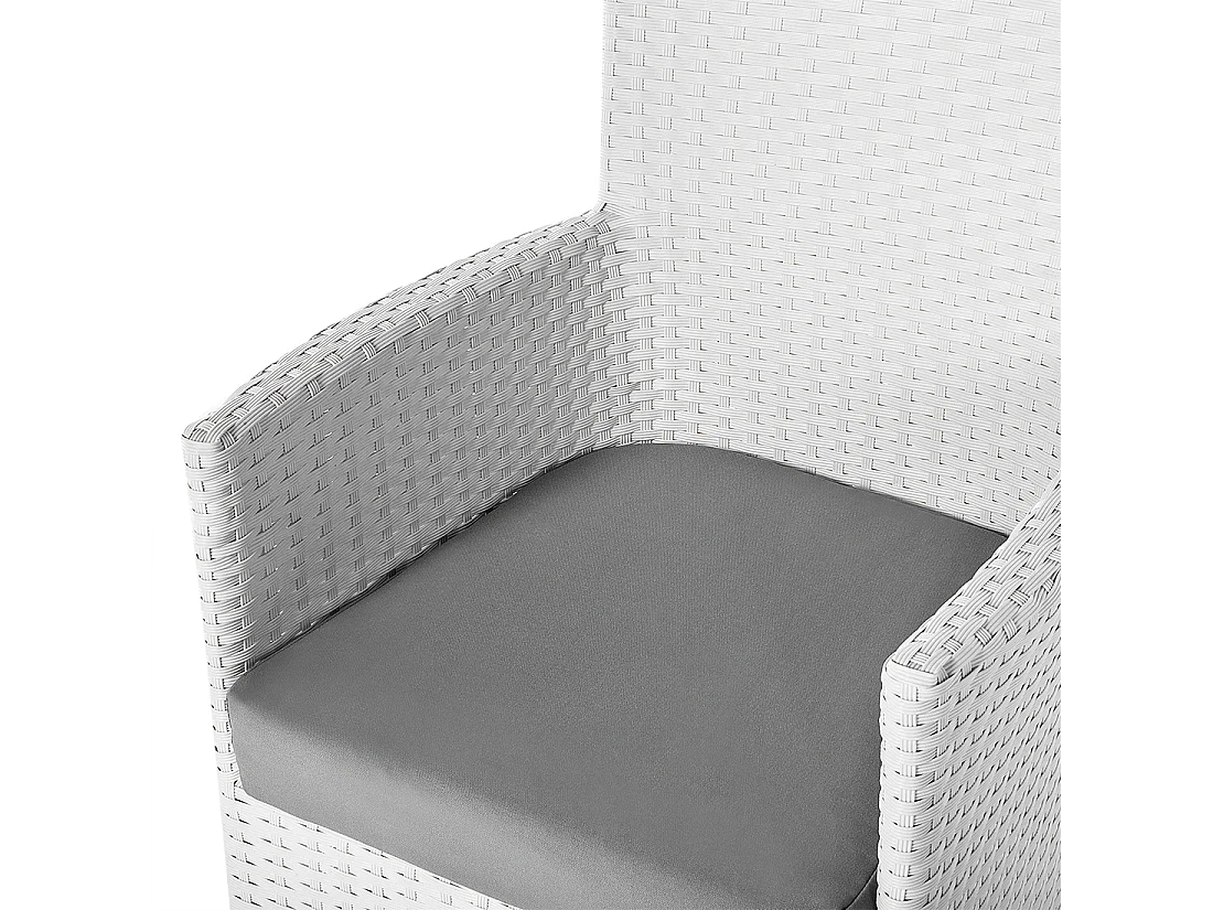 Set mit 2 Stühlen und Sitzkissen ITALY Polyrattan Weiss