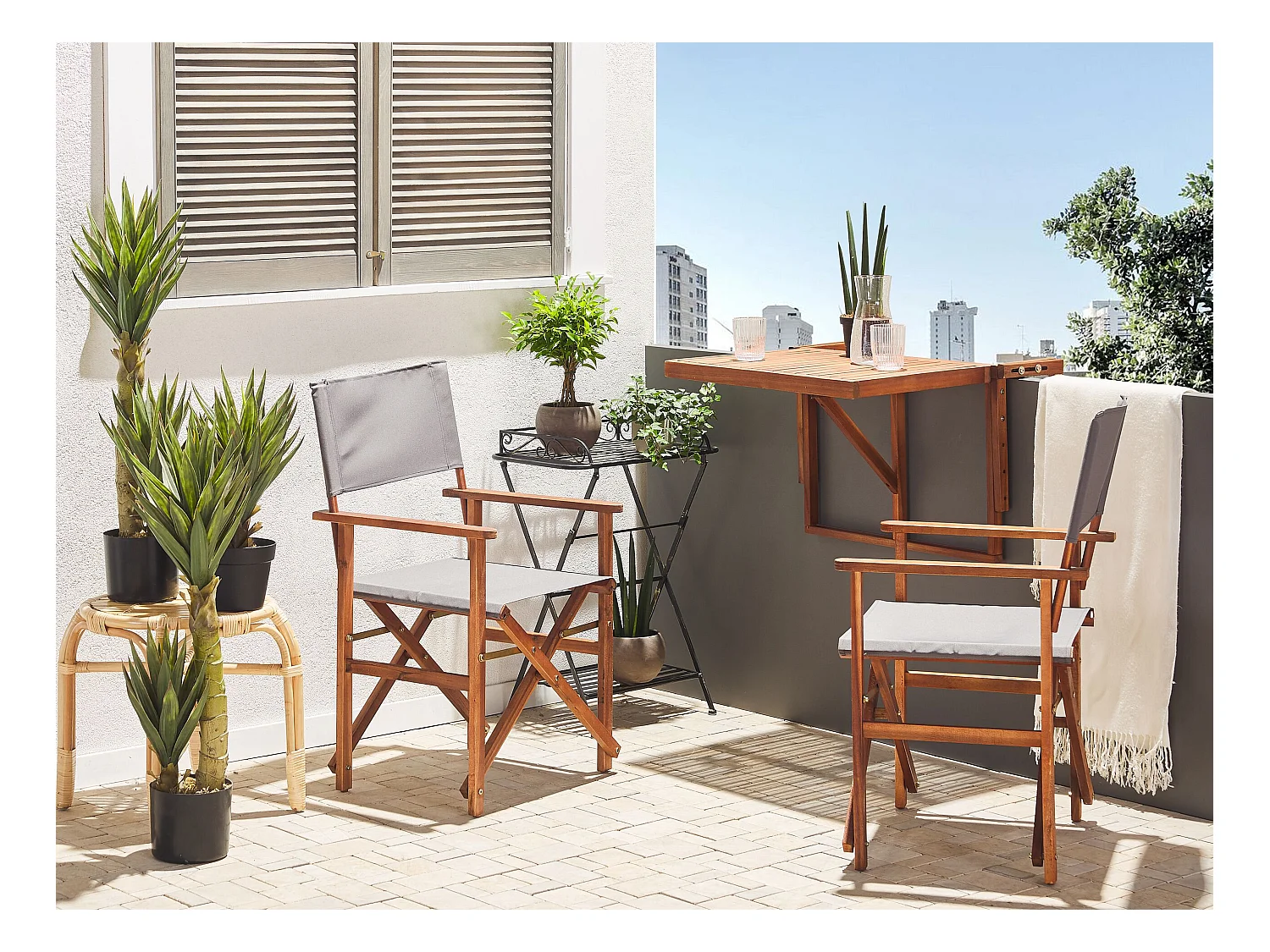 Conjunto de 2 sillas de jardín CINE Madera de acacia Gris