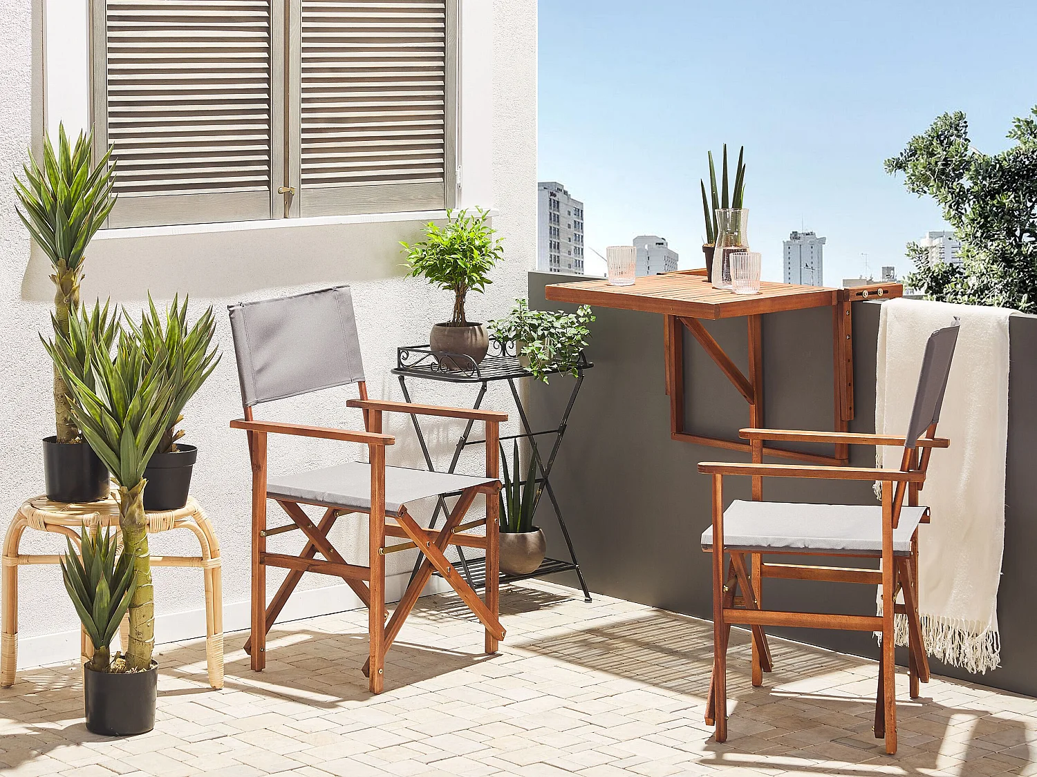 Lot de 2 chaises de jardin CINE Acacia Gris