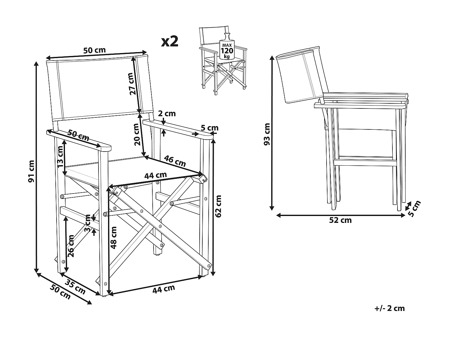 Set di 2 sedie da giardino CINE Legno d'acacia Grigio
