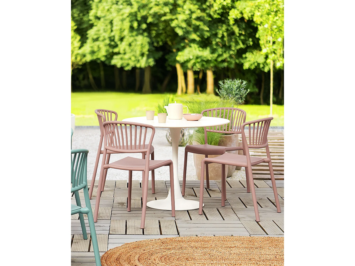 Gartenstuhl 4er Set GELA Pastellrosa